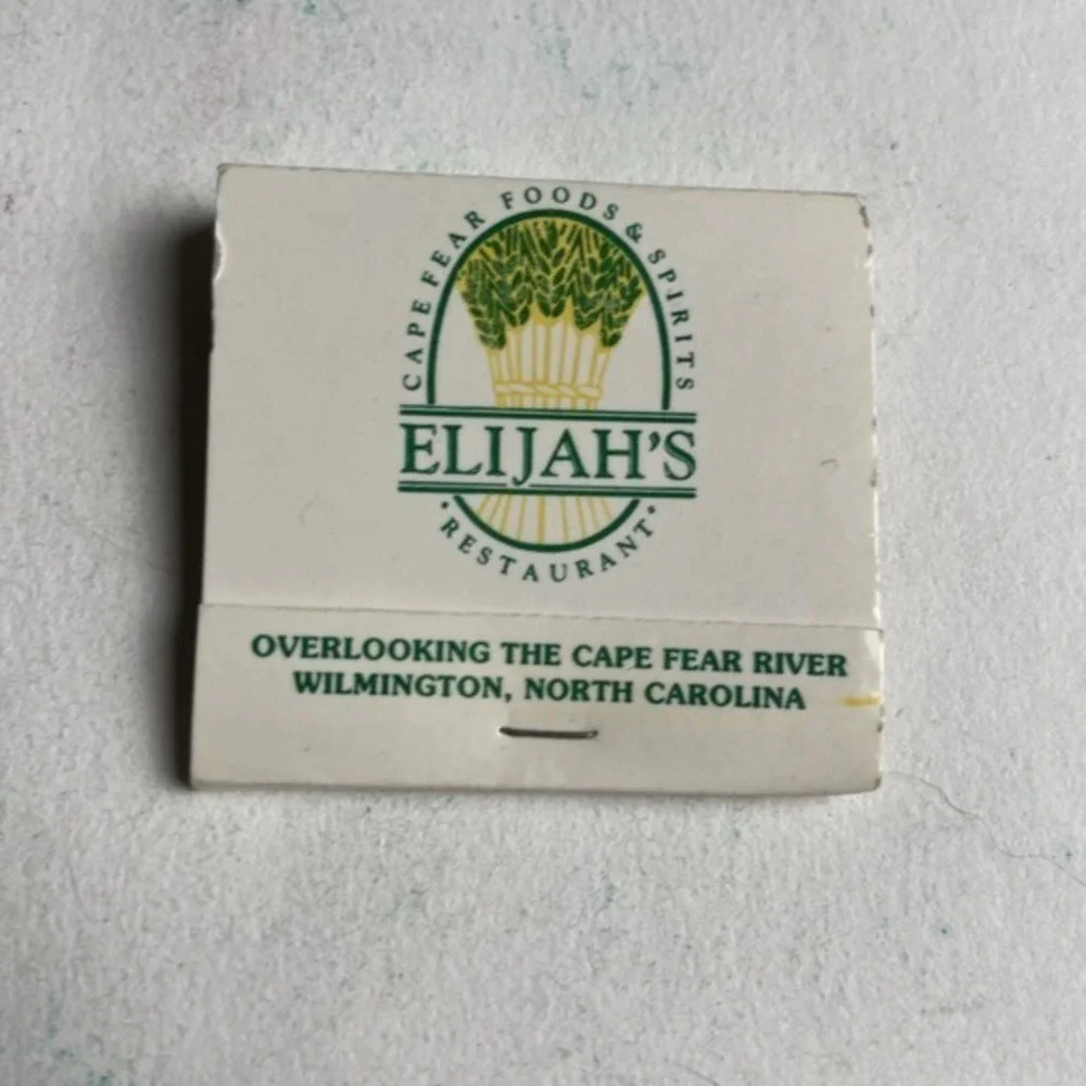 Vintage Matchbook Elijah's Restaurant‎ NC Cape Fear Food & Spirits RARE